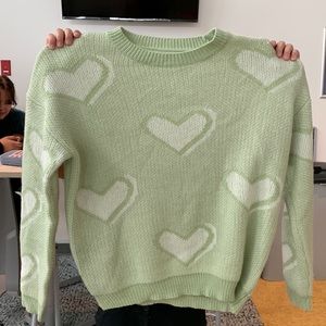 Green knit crewneck sweater